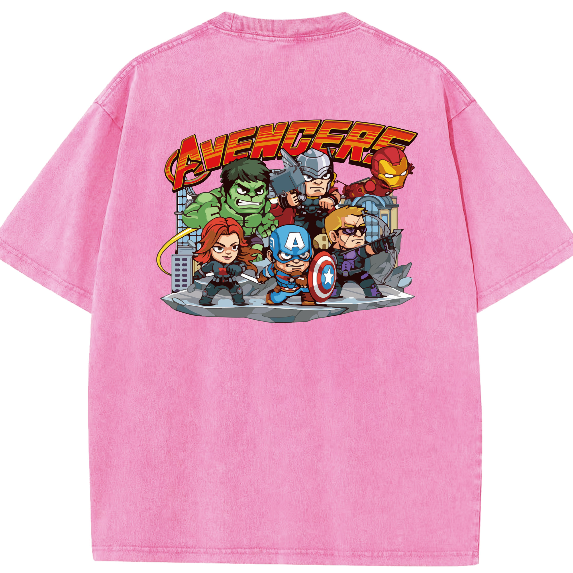 （画像用） アベンジャーズ The Avengers 綿100% ヴィンテージ風 半袖Tシャツ（背面プリント）